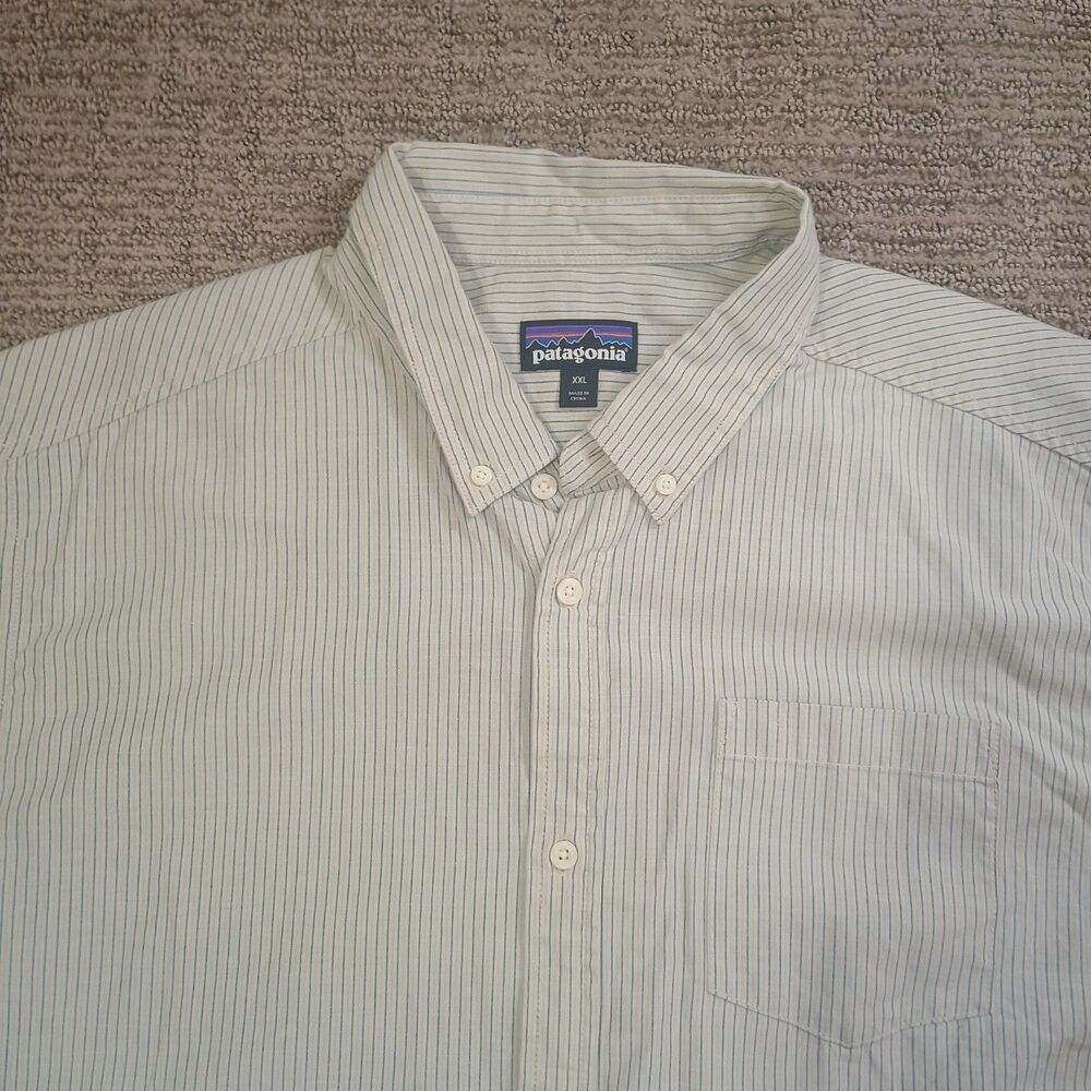 Patagonia M's Bluffside Shorts Sleeve Shir Size XXL Pin Striped Organic Cotton